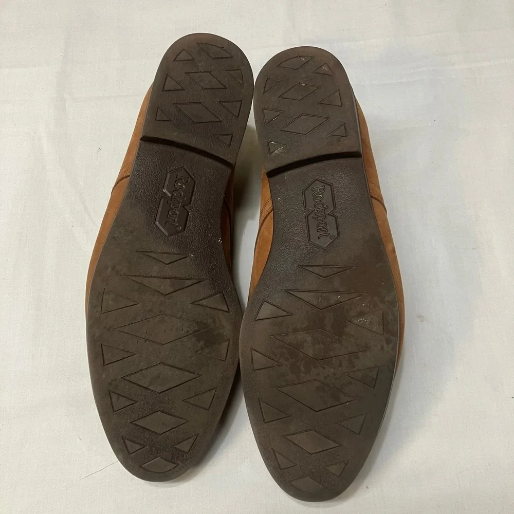 Rockport Mens Tan Nubuck Leather‎ Plain Toe Derby Shoes Size 8 Brown Academic